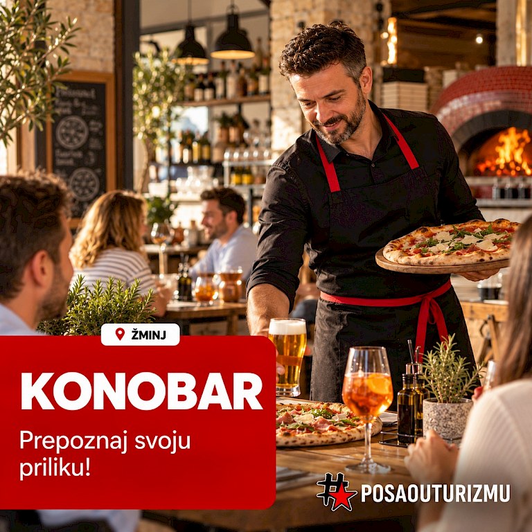 Slika oglasa: KONOBAR (m/ž) - Pizzeria, Bar, Fast Food, Žminj